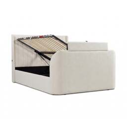 Luther - Super King Size - Winged Ottoman Storage TV Bed - Off-White - Fabric - 6ft - Happy Beds - thumbnail 4