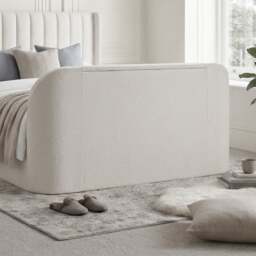 Luther - Super King Size - Winged Ottoman Storage TV Bed - Off-White - Fabric - 6ft - Happy Beds - thumbnail 3