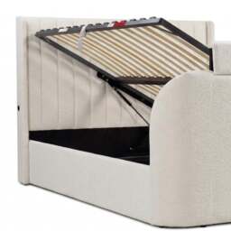 Luther - Super King Size - Winged Ottoman Storage TV Bed - Off-White - Fabric - 6ft - Happy Beds - thumbnail 5