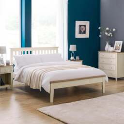 Salerno - Single - Ivory White and Oak Finish Wooden Bed Frame - 3ft - Happy Beds - thumbnail 2