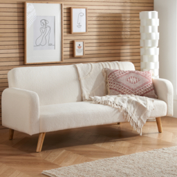 Micah - Single – Boucle Click-Clack Sofa Bed - White – Boucle Fabric - Make It Homely - thumbnail 1