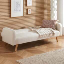 Micah - Single – Boucle Click-Clack Sofa Bed - White – Boucle Fabric - Make It Homely - thumbnail 2