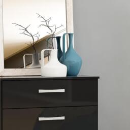Lynx - Gloss 4 Drawer Chest - Black - Wooden - Happy Beds - thumbnail 3