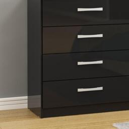 Lynx - Gloss 4 Drawer Chest - Black - Wooden - Happy Beds - thumbnail 4