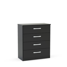 Lynx - Gloss 4 Drawer Chest - Black - Wooden - Happy Beds - thumbnail 2
