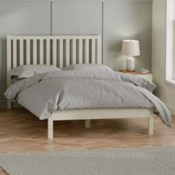 Coxmoor - Double - Low Foot-End Bed - Ivory and Oak - Wood - 4ft6 - Happy Beds - thumbnail 1