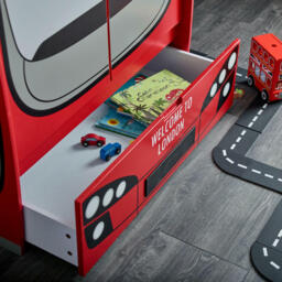 Kings Cross - London Bus Combination Wardrobe - Red - Wooden - Happy Beds - thumbnail 3