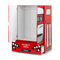 Kings Cross - London Bus Combination Wardrobe - Red - Wooden - Happy Beds - thumbnail 5