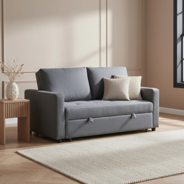 Omari - Two-Seater Sofa Bed - Grey - Fabric - Two Seater - Make It Homely - image 1