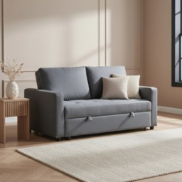 Omari - Two-Seater Sofa Bed - Grey - Fabric - Two Seater - Make It Homely