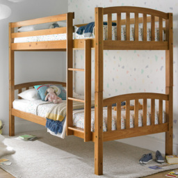 American - Single - Kids Solid Pine Wooden Bunk Bed Frame - 3ft - Happy Beds