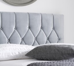 Loxley - Small Double - Grey - Velvet - 4ft - Happy Beds - thumbnail 3