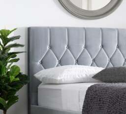 Loxley - Small Double - Grey - Velvet - 4ft - Happy Beds - thumbnail 2