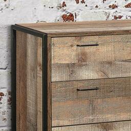 Urban Rustic - 4 Drawer Chest - Oak/Black - Wooden/Metal - Happy Beds - thumbnail 2