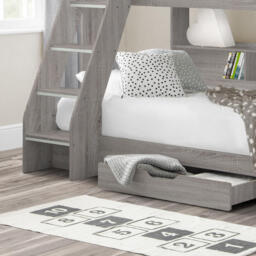Orion - Kids Triple Sleeper Bed - Storage - Light Grey Oak - Wood - 3ft and 4ft - Happy Beds - thumbnail 4