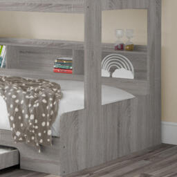 Orion - Kids Triple Sleeper Bed - Storage - Light Grey Oak - Wood - 3ft and 4ft - Happy Beds - thumbnail 5