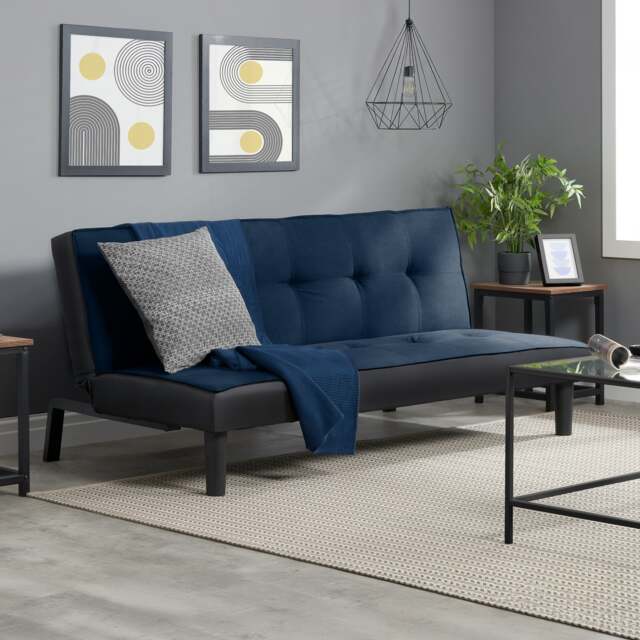 Aurora - Fabric Sofa Bed - Blue - Velvet - Happy Beds - image 1