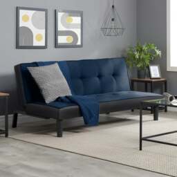 Aurora - Fabric Sofa Bed - Blue - Velvet - Happy Beds - thumbnail 1