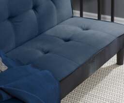 Aurora - Fabric Sofa Bed - Blue - Velvet - Happy Beds - thumbnail 4