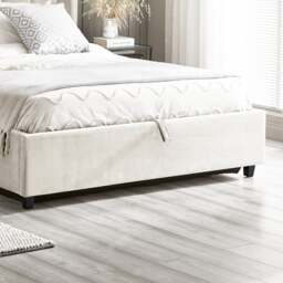 Taylor - Super King Size - Winged Ottoman Storage Bed - Off-White - Fabric - 6ft - thumbnail 6