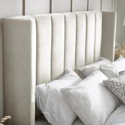 Taylor - Super King Size - Winged Ottoman Storage Bed - Off-White - Fabric - 6ft - thumbnail 4