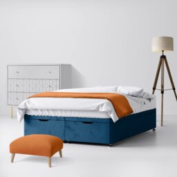 Small Single - Divan Bed - With Storage - Blue - Velvet - 2ft6 - Happy Beds - thumbnail 5
