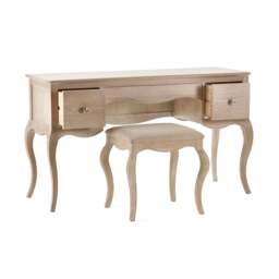 Camille - 2-Drawer Dressing Table with Stool - Oak - Wooden - Happy Beds - thumbnail 2