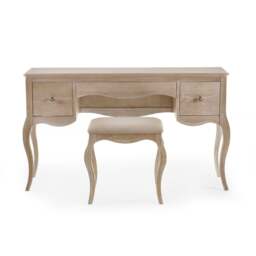 Camille - 2-Drawer Dressing Table with Stool - Oak - Wooden - Happy Beds - thumbnail 3
