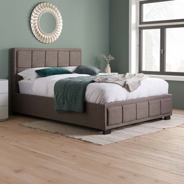 Hannover - King Size - Ottoman Storage Bed - Grey - Fabric - 5ft - Happy Beds