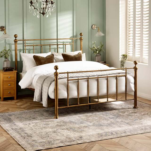 Aurelia - King-Size - Antique Style Bed - Antique Brass - Metal - 5ft - image 1