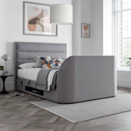 Kirkley - Super King Size - Ottoman Storage TV Bed - Light Grey - Fabric - 6ft