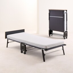 Jay-Be – Single - Rollaway Folding Bed with E-Fibre Mattress – White/Black – Metal/Fabric – 3ft