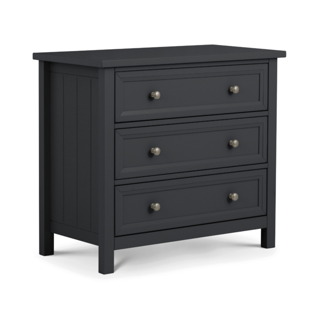 Maine - 3 Drawer Chest - Dark Grey - Wooden - Happy Beds - image 1