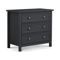 Maine - 3 Drawer Chest - Dark Grey - Wooden - Happy Beds - thumbnail 1