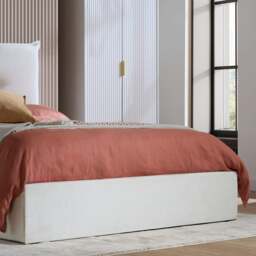 Haven - Double - Ottoman Storage Bed - White - Fabric - 4ft6 - thumbnail 7