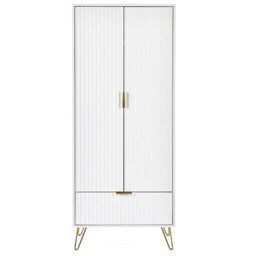 Murano - 2 Door Combination Wardrobe - White - Wooden - Happy Beds - thumbnail 4