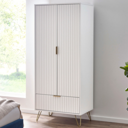 Murano - 2 Door Combination Wardrobe - White - Wooden - Happy Beds - thumbnail 8