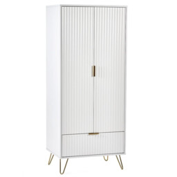 Murano - 2 Door Combination Wardrobe - White - Wooden - Happy Beds - thumbnail 3