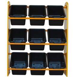 JCB - Children's Digger 9 Bin Storage Unit - Yellow/Black - Wooden - Happy Beds - thumbnail 3