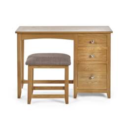 Mallory – 3-Drawer Single Pedestal Dressing Table and Stool – Oak/Grey – Wooden/Fabric - Happy Beds - thumbnail 5