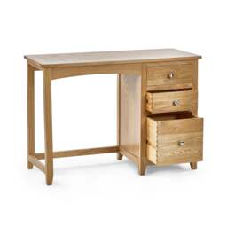 Mallory – 3-Drawer Single Pedestal Dressing Table and Stool – Oak/Grey – Wooden/Fabric - Happy Beds - thumbnail 3