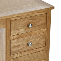 Mallory – 3-Drawer Single Pedestal Dressing Table and Stool – Oak/Grey – Wooden/Fabric - Happy Beds - thumbnail 8