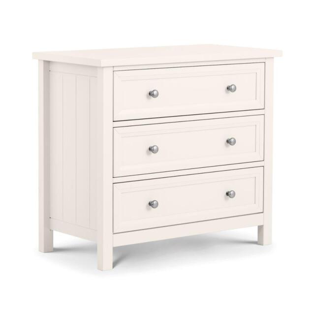 Maine - 3 Drawer Chest - Surf White - Wooden - Happy Beds - image 1