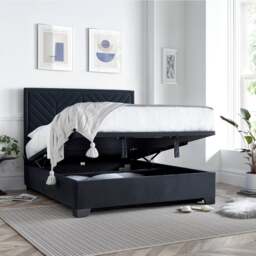 Watson - Super King Size - Ottoman Storage Bed - Dark Grey - Fabric - 6ft - Happy Beds - thumbnail 2