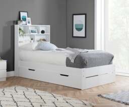 Alfie - Single - Bookcase Storage Bed - Underbed Storage - White - Wooden - 3ft - Happy Beds - thumbnail 4