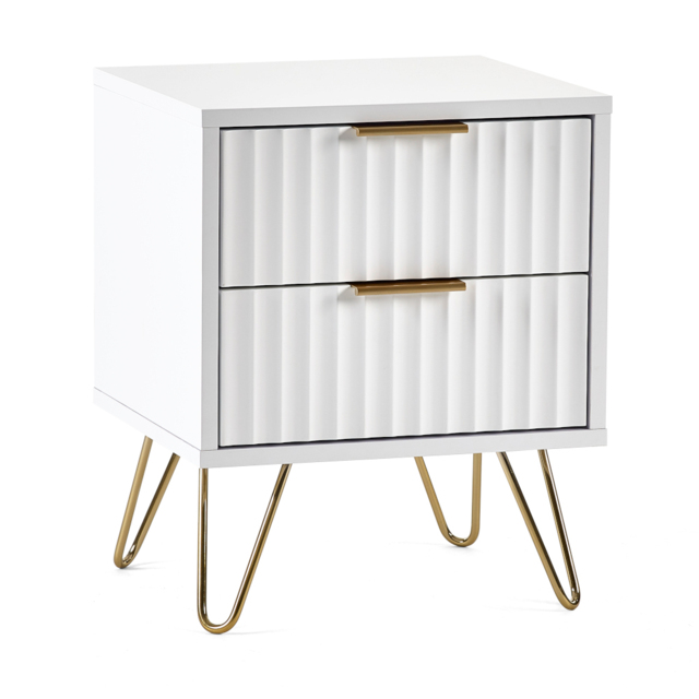 Murano - 2 Drawer Bedside Table - White - Wooden - Happy Beds - image 1