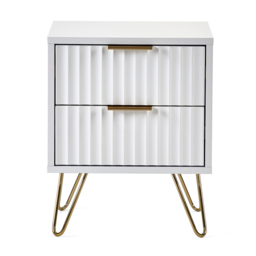 Murano - 2 Drawer Bedside Table - White - Wooden - Happy Beds - thumbnail 3