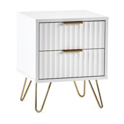 Murano - 2 Drawer Bedside Table - White - Wooden - Happy Beds - thumbnail 1