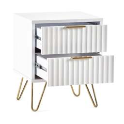Murano - 2 Drawer Bedside Table - White - Wooden - Happy Beds - thumbnail 2