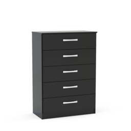 Lynx - 5 Drawer Chest - Black - Wooden - Happy Beds - thumbnail 2